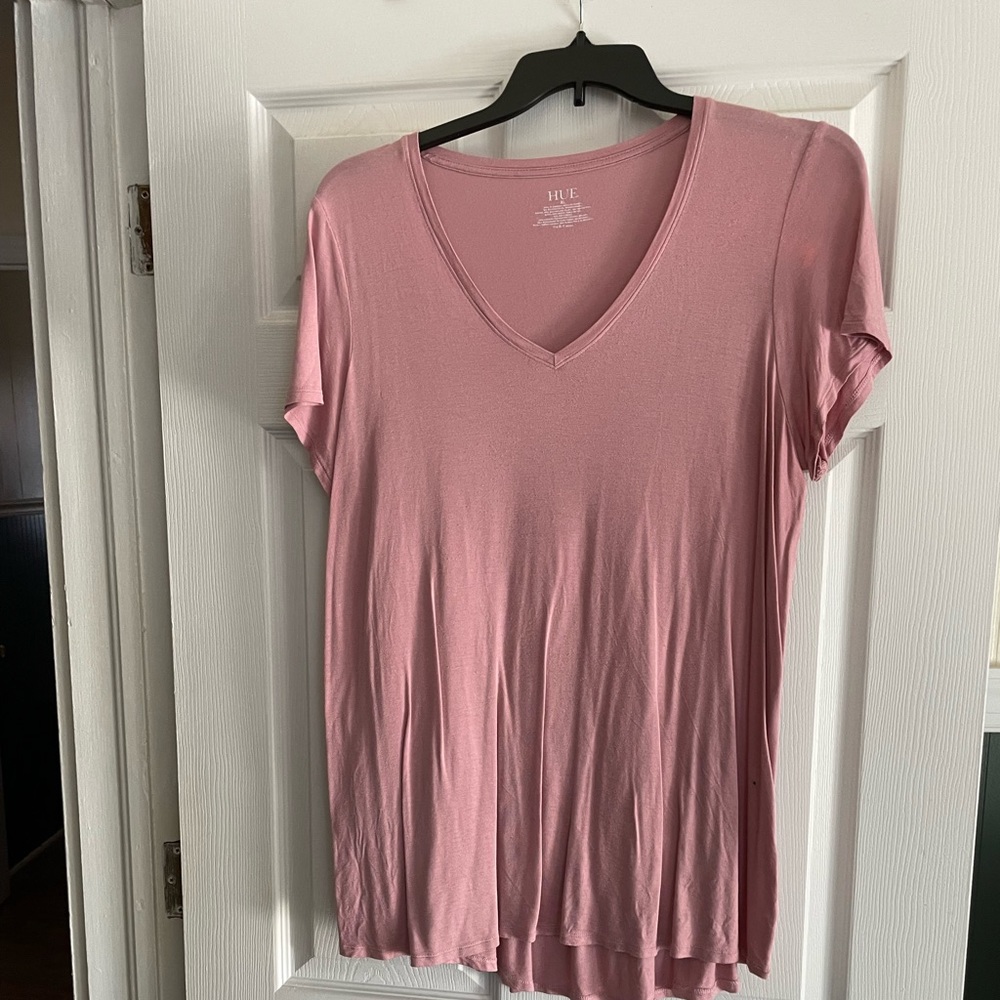 Hue Pink V Neck Tee